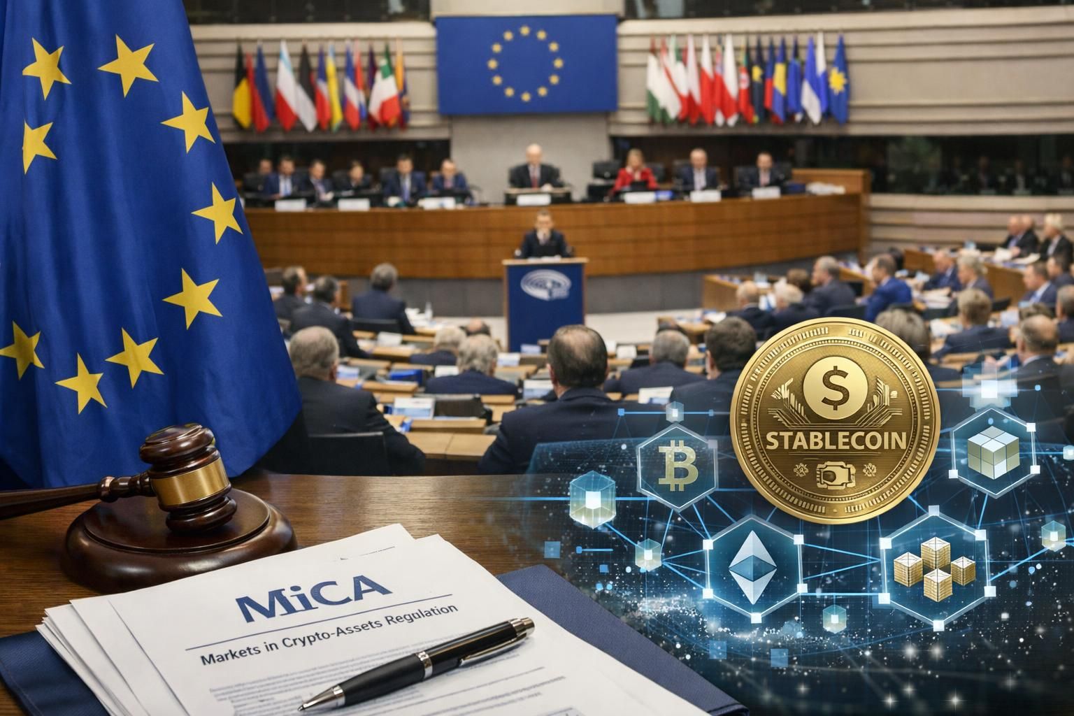 欧州連合がステーブルコインの詳細を盛り込んだmica規制の導入を推進し、仮想通貨市場の安全性と透明性を強化します。